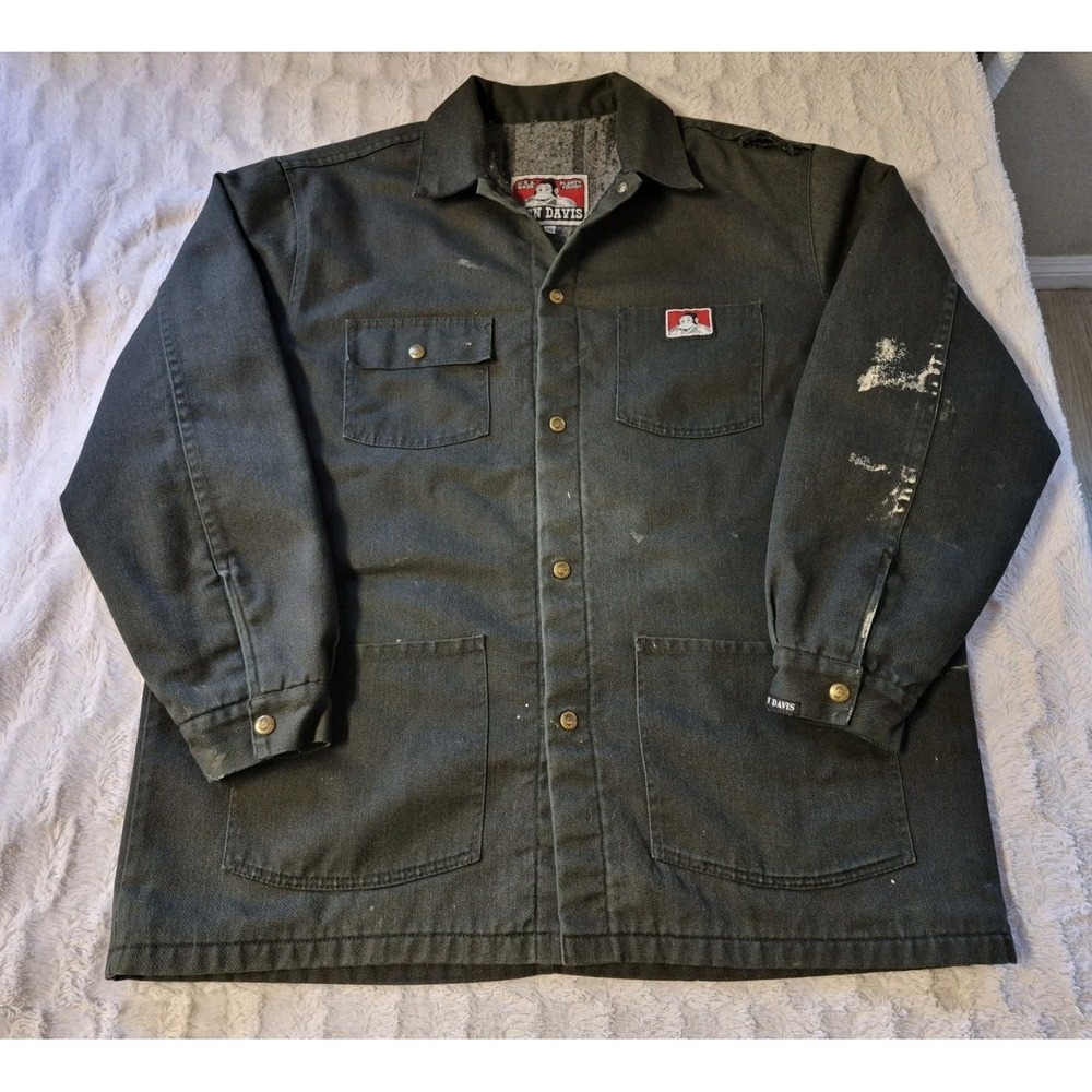 Vintage Ben Davis Jacket Men's 2XL Blanket Lined Chore Coat Distressed UnionMade